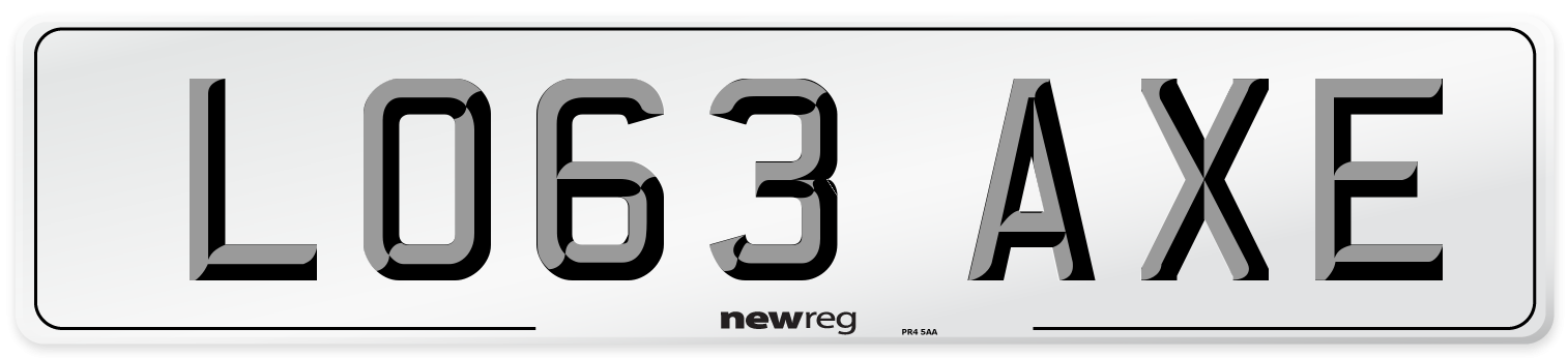 LO63 AXE Number Plate from New Reg